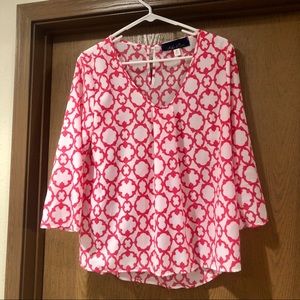 White and pink blouse